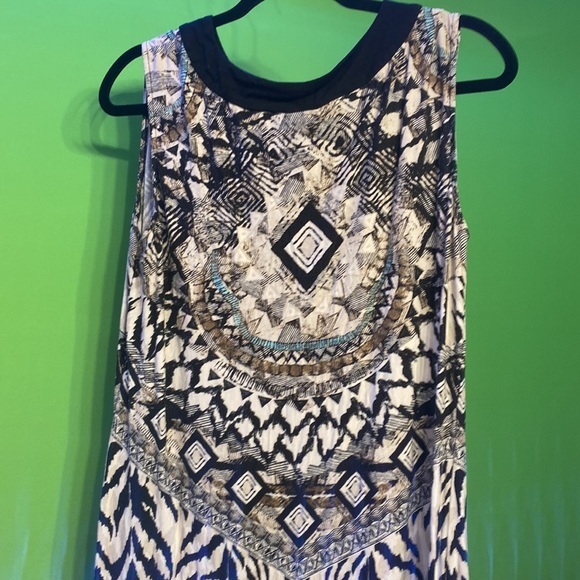 Ladies BoHo Olsen Europe Dress White black design size L 14 great shape long - Picture 4 of 6